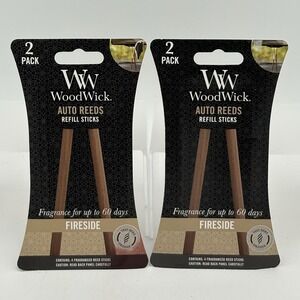 2x WoodWick Auto Reeds Fireside Car Air Freshener Refills 2-Pack Each